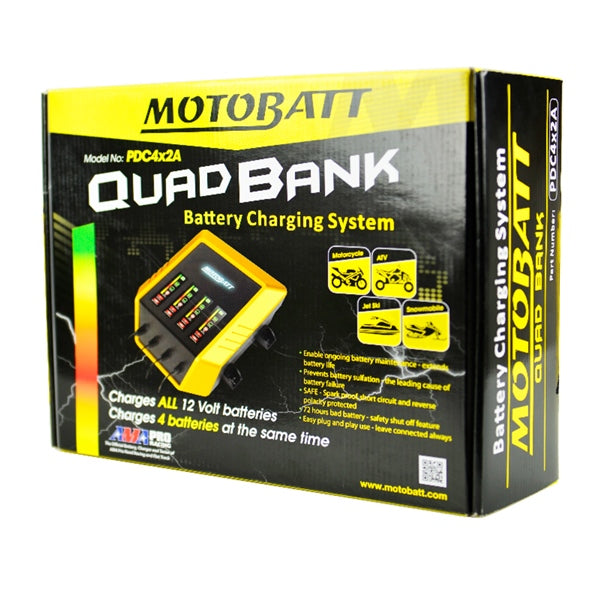 MOTOBATT BATTERY CHARGER 2A 4 BANK (PDC4x2A) - Driven Powersports