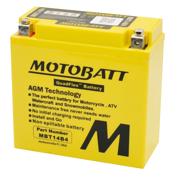 MOTOBATT MBT14B4 BATTERY QUADFLEX (MBT14B4) - Driven Powersports