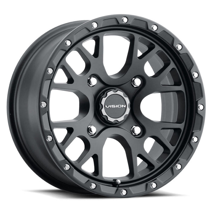 VISION WHEELS ROCKER WHEEL SATIN BLACK 14X7 (4.4+2.6) 4/110 Black - Driven Powersports