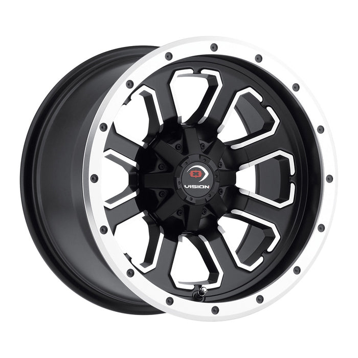 VISION WHEELS COMMANDER WHEEL BLACK/ALUMINIUM 12XL7 (4+3) 4/110 Black - Driven Powersports