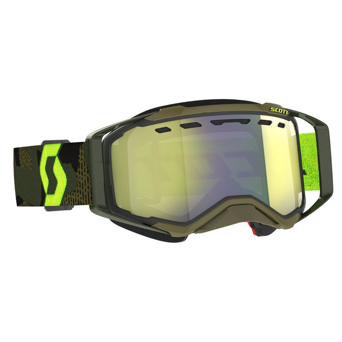 SCOTT USA PROSPECT SNOWMOBILE GOGGLES (KAKI GREEN/NEON YELLOW - YELLOW CHROME) Yellow - Driven Powersports