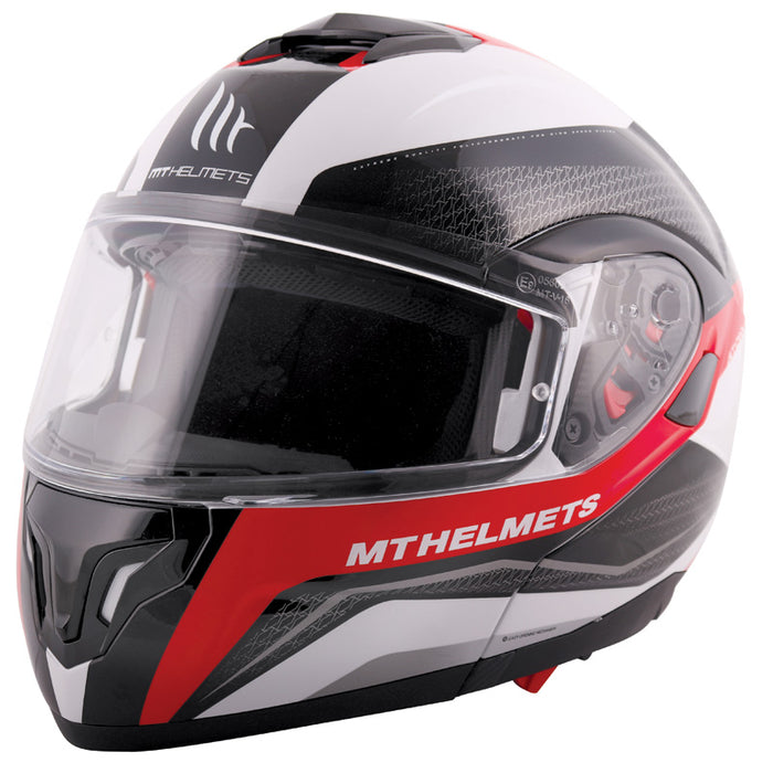 MT HELMETS ATOM SV HELMET - TARMAC - WHITE/RED (XS) White/Red XS - Driven Powersports