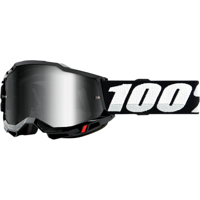 100% ACCURI 2 GOGGLE - MIRROR SILVER LENS Black Front - Driven Powersports