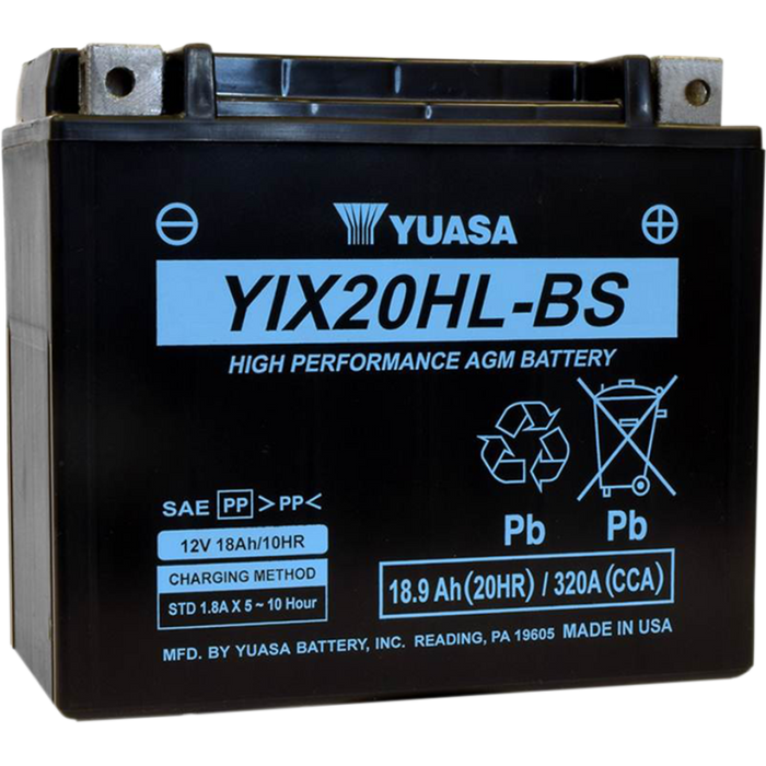 YUASA YIX20HL-BS HI-PERF W/ACID PACK Front - Driven Powersports