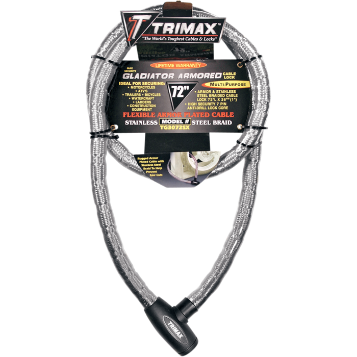 TRIMAX 72 INCH S/S BRAIDED LOCKING CABLE Front - Driven Powersports