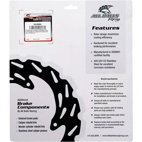 ALL BALLS RACING BRAKE ROTOR (18 - 0064) - Driven Powersports Inc.999999998918 - 0064