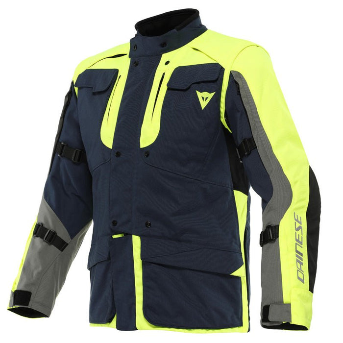 DAINESE ALLIGATOR TEX JACKET - BLACK IRIS/FLUO YELLOW/CHARCOAL GRAY (64) - Driven Powersports Inc.80510192685631735232 - 20F - 54