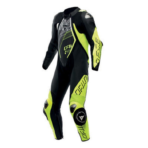 DAINESE AUDAX D - ZIP 1PC PERF. LEATHER SUIT BLACK/FLUO - YELLOW/WHITE 60 - Driven Powersports Inc.805101970093315100002 - P86 - 48