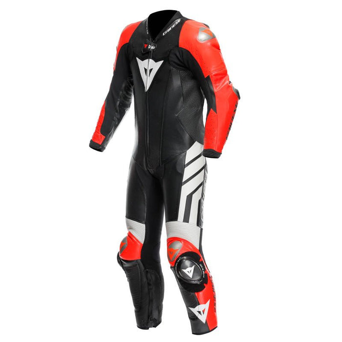 DAINESE MUGELLO 3 PERF. D - AIR 1PC LEATHER SUIT - BLACK/FLUO - RED/WHITE (44) (1D10040 - W12 - 44) - Driven Powersports Inc.80510195301721D10040 - W12 - 44