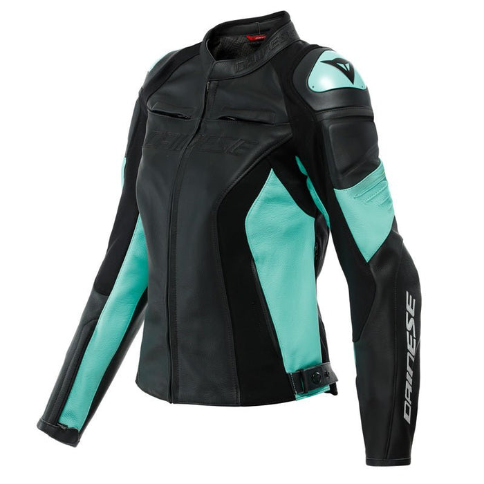 DAINESE RACING 4 LADY LEATHER JACKET - BLACK/AQUA-GREEN (38) (2533848-26F-38) - Driven Powersports Inc.80510192974262533848-26F-38