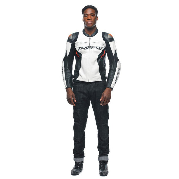 DAINESE RACING 4 LEATHER JACKET - WHITE/BLACK (48) (1533848-601-48) - Driven Powersports Inc.80510194689491533848-601-48