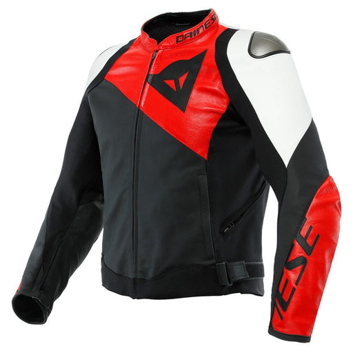 DAINESE SPORTIVA LEATHER JACKET - BLACK-MATTE/LAVA-RED/WHITE (48) (1533872-25A-48) - Driven Powersports Inc.80510194173671533872-25A-48