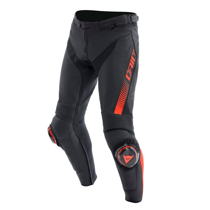 DAINESE SUPER SPEED LEATHER PANTS - BLACK/RED - FLUO (44) (15500001 - 628 - 44) - Driven Powersports Inc.805101964009315500001 - 628 - 44