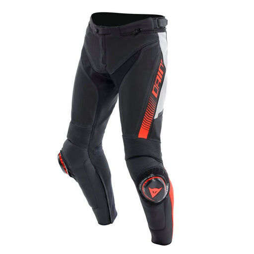 DAINESE SUPER SPEED PERF. LEATHER PANTS - BLACK/WHITE/RED - FLUO (44) (15500007 - N32 - 44) - Driven Powersports Inc.805101964063515500007 - N32 - 44