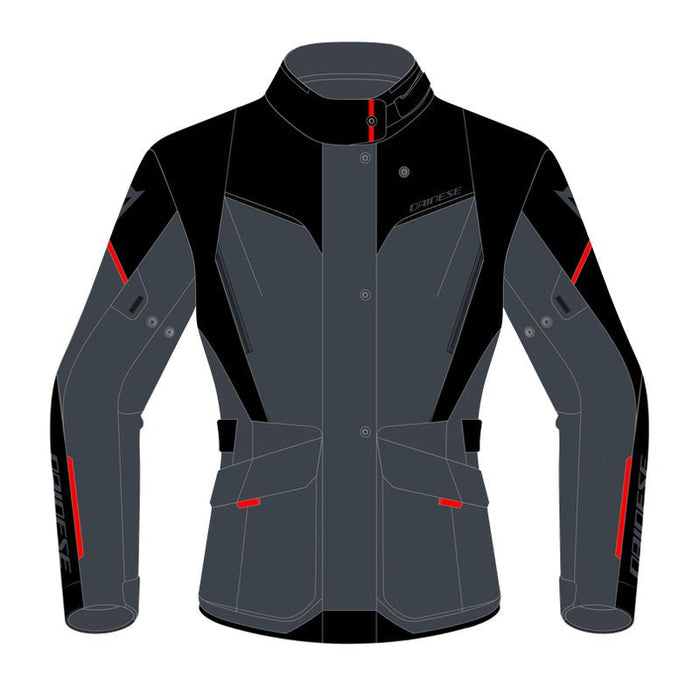 DAINESE TEMPEST 3 D-DRY JACKET - EBONY/BLACK/LAVA-RED (64) - Driven Powersports Inc.80510194051421654642-80E-64