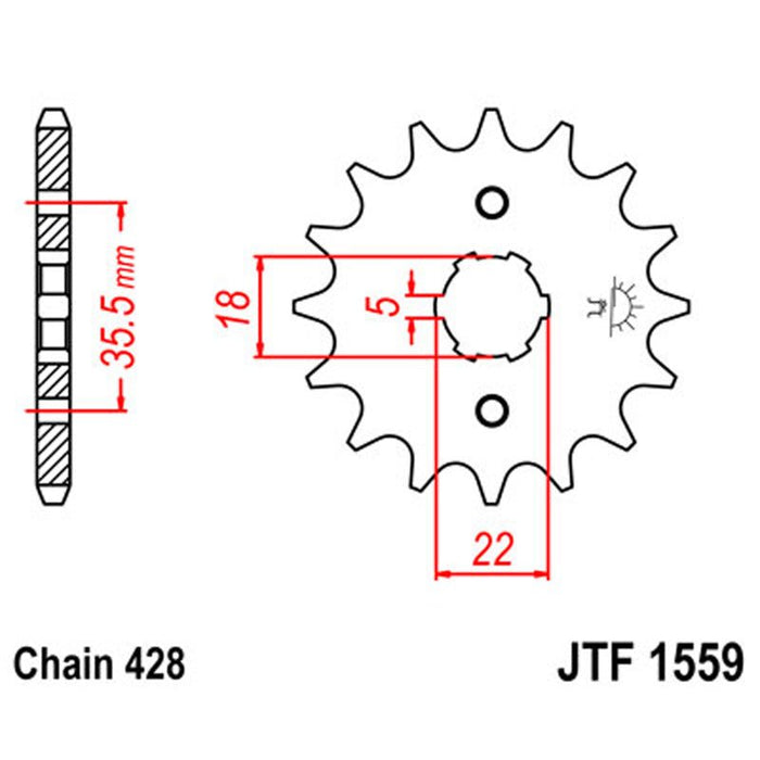 JT SPROCKETS SPROCKET FRONT 428 14T (JTF1559.14) - Driven Powersports Inc.824225201024JTF1559.14