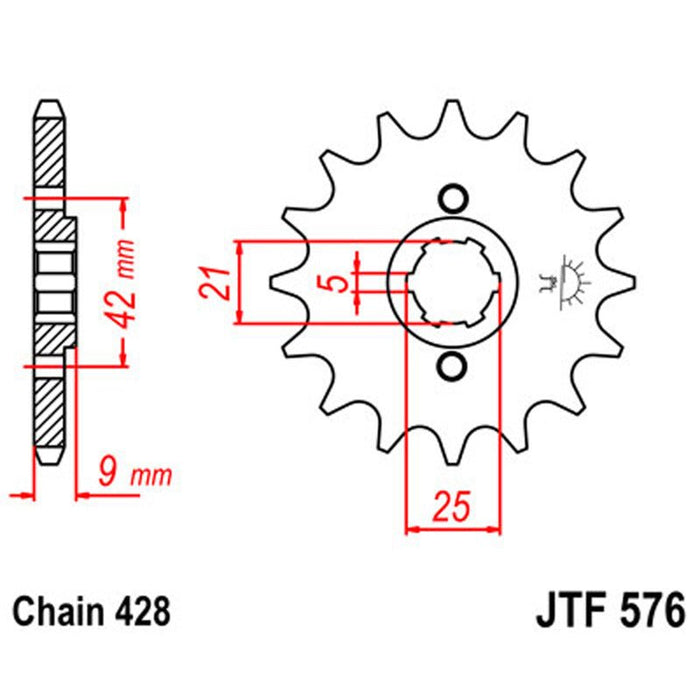 JT SPROCKETS SPROCKET FRONT 428 19T (JTF576.19) - Driven Powersports Inc.824225205299JTF576.19