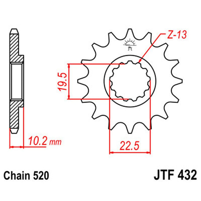 JT SPROCKETS SPROCKET FRONT 520 12T (JTF432.12) - Driven Powersports Inc.824225203578JTF432.12