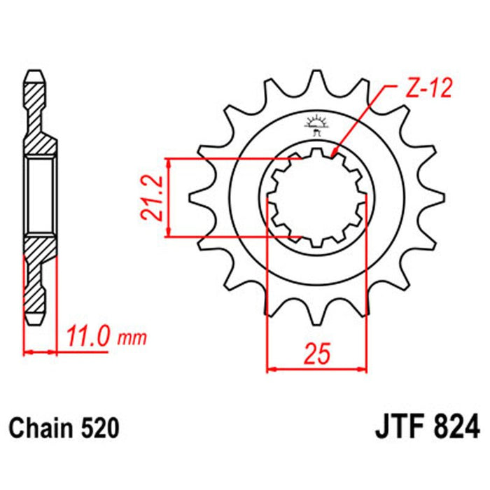 JT SPROCKETS SPROCKET FRONT 520 12T (JTF824.12) - Driven Powersports Inc.824225205787JTF824.12