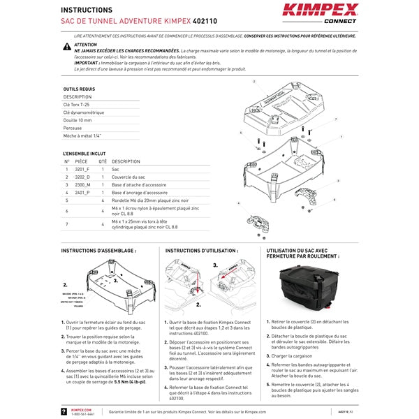 KIMPEX CONNECT ADVENTURE TUNNEL BAG - Driven Powersports Inc.1779421817275402110