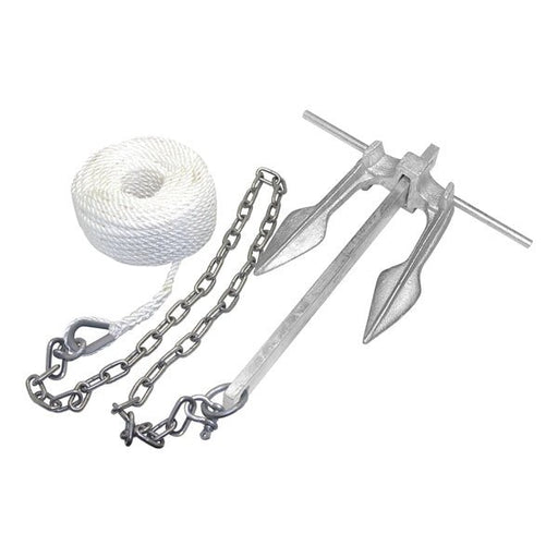 KIMPEX GALVANIZED #8 CAST IRON FLUKE CLAW ANCHOR KIT W/100' OF ANCHOR LINE (50579) - Driven Powersports Inc.76356250579550579