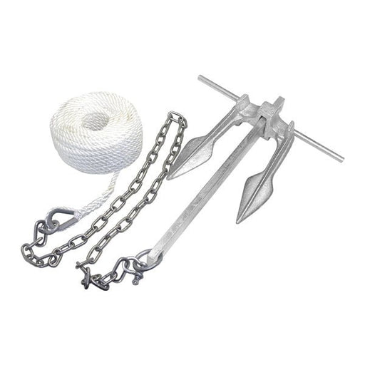 KIMPEX GALVANIZED #8 CAST IRON FLUKE CLAW ANCHOR KIT W/50' OF ANCHOR LINE (50577) - Driven Powersports Inc.76356250577150577