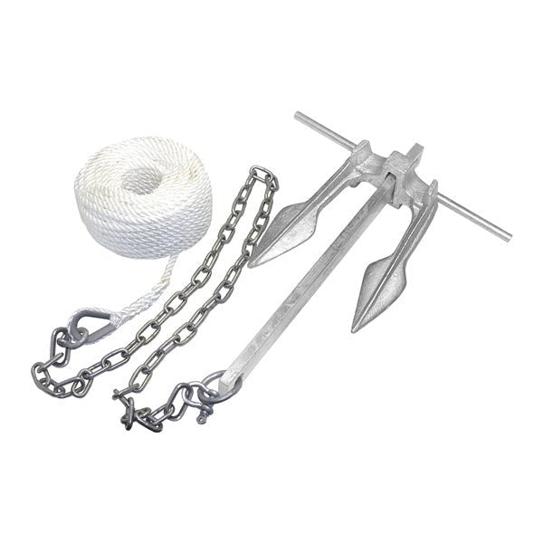 KIMPEX GALVANIZED #8 CAST IRON FLUKE CLAW ANCHOR KIT W/50' OF ANCHOR LINE (50577) - Driven Powersports Inc.76356250577150577