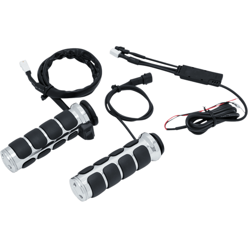 KURYAKYN HEATED ISO - GRIPS FOR DUAL CABLE THROTTLE, CHROME PN 6470 - Driven Powersports Inc.191209041960424867