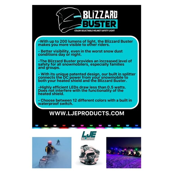 LJE BLIZZARD BUSTER COLOR SELECTABLE HELMET SAFETY LIGHT - Driven Powersports Inc.779420790630LJE - BB - CSHSL - 10