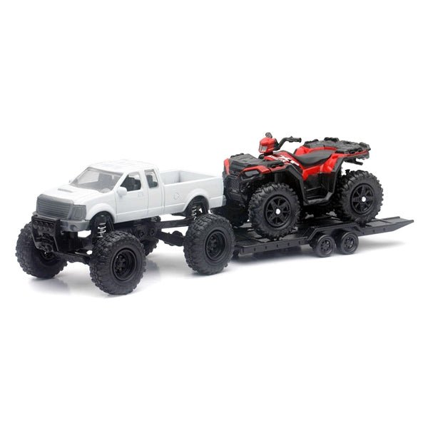 New Ray Toy Replica 4x4 Lifted Pickup Truck With Polaris Sportsman XP1000 ATV
