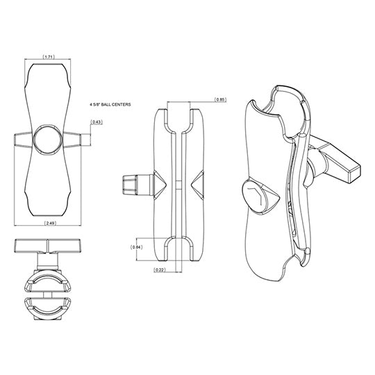 RAM MOUNTS SOCKET DBL ARM BALL ASSEMBLY UNPKG (RAM - 201U) - Driven Powersports Inc.793442001215RAM - 201U