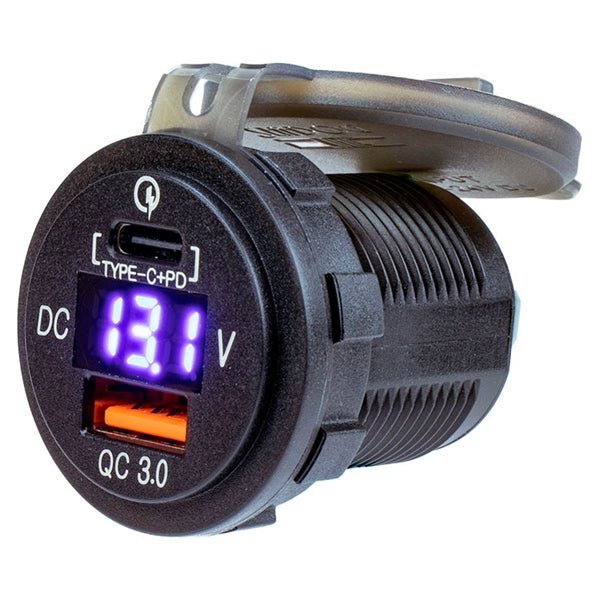 SEADOG SOCKET USB/USC W/VOLMETER ROUND (426511 - 1) - Driven Powersports Inc.035514433693426511 - 1