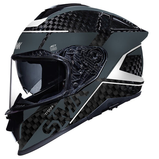 SMK HELMETS TITAN CARBON HELMET - NERO BLACK / GREY / WHITE (2XL) - Driven Powersports Inc.89026134205911000031131