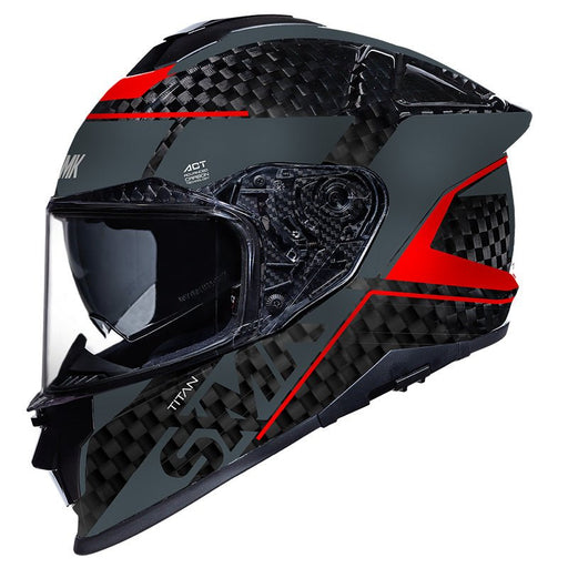 SMK HELMETS TITAN CARBON HELMET - NERO BLACK / GREY / WHITE (2XL) - Driven Powersports Inc.89026138236131000031137