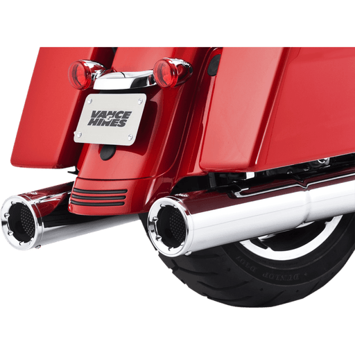 VANCE AND HINES 4 1/2" HI - OUTPUT SLIP - ON EXHAUST CHROME MUFFLERS / CHROME END CAPS - 16463 - Driven Powersports Inc.16463