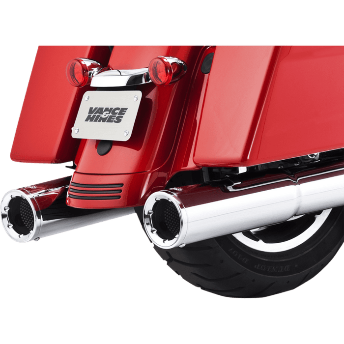 VANCE AND HINES 4 1/2" HI - OUTPUT SLIP - ON EXHAUST CHROME MUFFLERS / CHROME END CAPS - 16463 - Driven Powersports Inc.16463